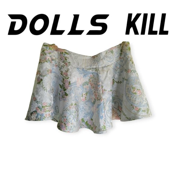 Dolls Kill Sugar Thrillz Fairycore Silver If The Shoe Fits Brocade Skirt size 1x - Picture 1 of 9